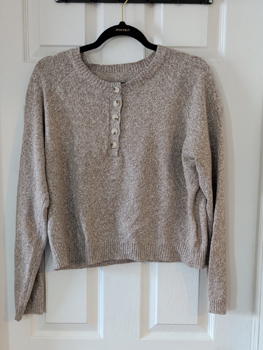 Oatmeal Button Henley Sweater